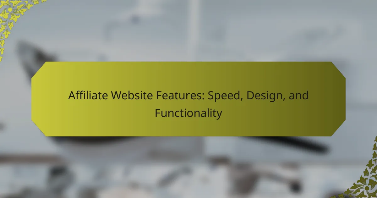 Affiliate Website Features: Speed, Design, and Functionality