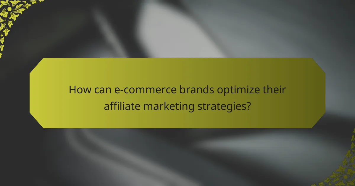 How can e-commerce brands optimize their affiliate marketing strategies?