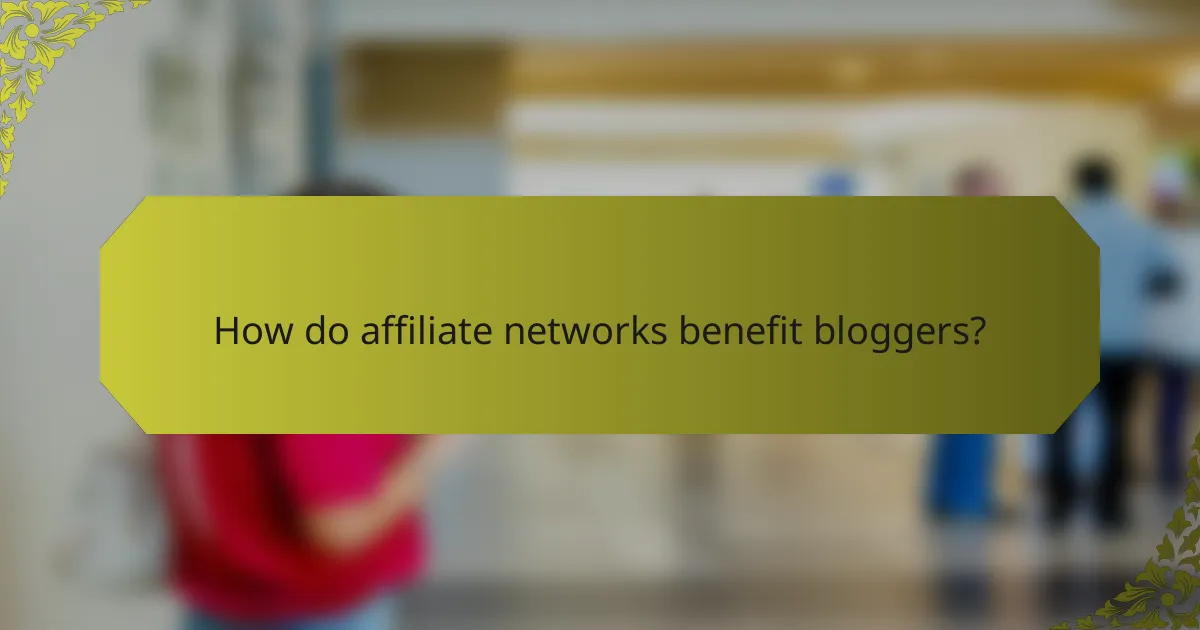 How do affiliate networks benefit bloggers?