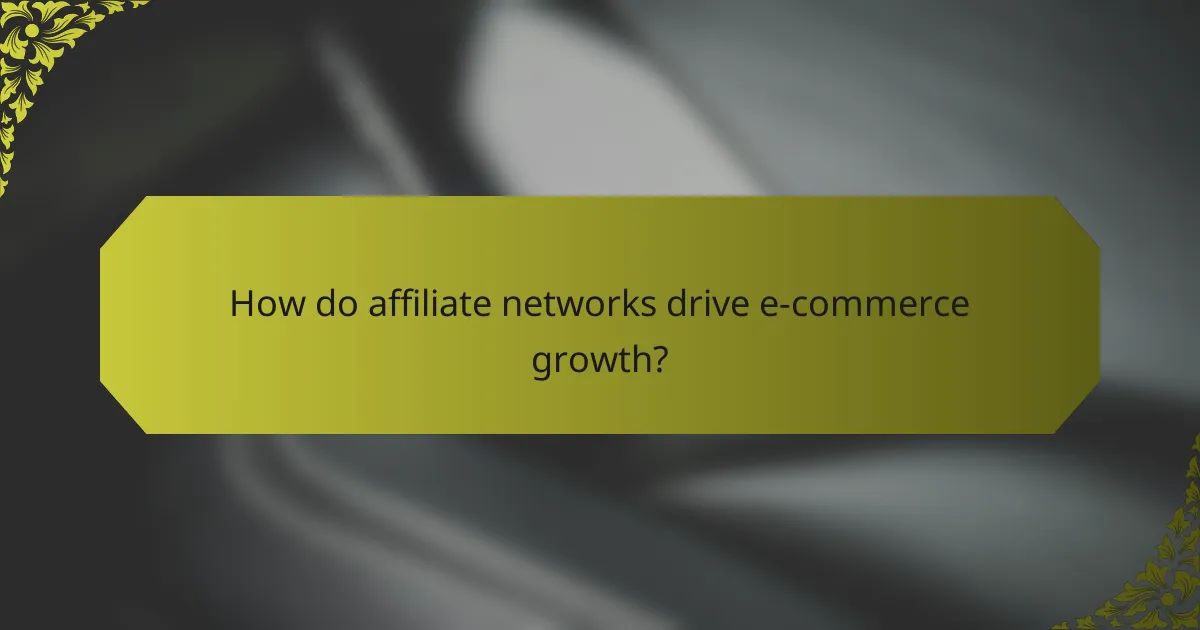 How do affiliate networks drive e-commerce growth?