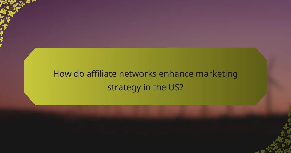 How do affiliate networks enhance marketing strategy in the US?
