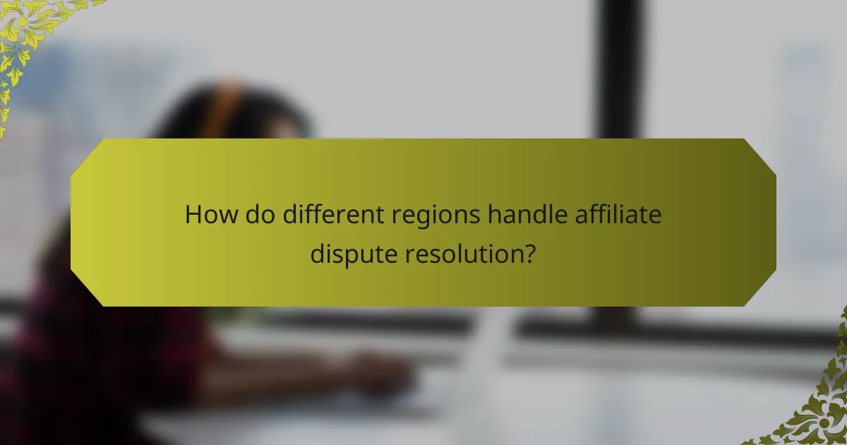 How do different regions handle affiliate dispute resolution?